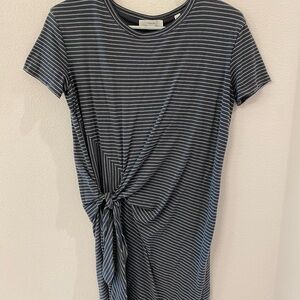 Striped Knot Front T-shirt Dress